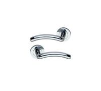 Infinity Decor Par de manijas curvadas de cromo pulido moderno en roseta para puerta - Ideal para puertas interiores y exteriores