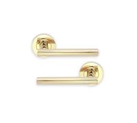 Infinity Decor Par de manijas de puerta modernas con barra en T en acabado redondo de latón PVD rosa - Tiradores adecuados para puertas interiores y exteriores
