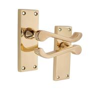 Infinity Decor Par de manillas de latón pulido victoriano en placa trasera cuadrada de 115 mm, ideal para puertas interiores y exteriores