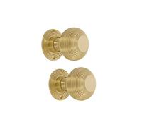 Infinity Decor Par de pomos de latón macizo para puerta de colmena tradicional en acabado de latón satinado, juego de tiradores redondos de 50 mm para puertas interiores y exteriores