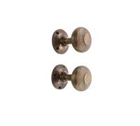Infinity Decor Par de pomos de puerta de colmena victoriana antigua, 55 mm, tiradores redondos de latón macizo, manillas puertas interior y exteriores