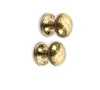 Infinity Decor Par de pomos de puerta de latón envejecido martillado con forma de hongo de 50 mm, ideal para uso interior y exterior