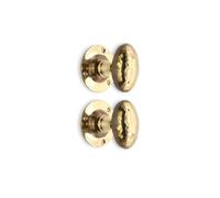 Infinity Decor Par de pomos de puerta ovalados martillados victorianos de latón envejecido, tiradores redondos de 58 mm, pomos victorianos para puertas interiores y exteriores