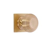 Infinity Decor Pomo de colmena de latón satinado de 40 mm con placa trasera cuadrada
