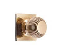 Infinity Decor Pomo de latón envejecido para armario de colmena de 30 mm con placa trasera cuadrada