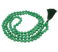 INFINITY GEMS Collar natural AAA de jade verde claro 108 Mala | Mala | 108 cuentas de oración Mala | Pulsera mala anudada a mano | Japa Mala | Cuentas redondas de 8 mm | borla de meditación