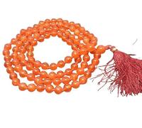 INFINITY GEMS Collar natural AAA naranja cornalina 108 Mala | 108 perlas de oración Mala | Mala atado a mano | Japa Mala | perlas redondas de 8 mm | borla de meditación