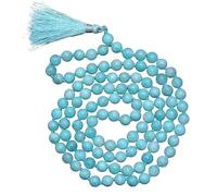 INFINITY GEMS Collar natural AAA Sky Amazonite Japa Mala, cuentas de oración Mala, 108 piedras preciosas de cianita Mala, mala budista, atado a mano 8 mm mala