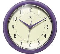 Infinity Instruments LTD. Retro 9 Inch Silent Sweep Non-Ticking Mid Century Modern Kitchen Diner Wall Clock Quartz Movement Retro Wall Clock Decorative (Purple)…
