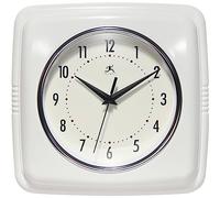 Infinity Instruments - Reloj de Pared Vintage Retro Decorativo Cuadrado de 22,8 cm, silencioso, sin tictac, Moderno, de Mediados de Siglo, para Cocina de Oficina, Reloj de Pared de Comedor, Color