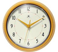 Infinity Instruments Retro 9 Inch Silent Sweep Non-Ticking Mid Century Modern Kitchen Diner Wall Clock Quartz Movement Retro Wall Clock Decorative (Saffron Yellow)