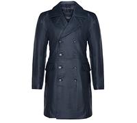 Infinity Leather Abrigo Largo para Hombre de Cuero Negro Estilo U-Boat Gabardina Militar Alemana de la II Guerra Mundial