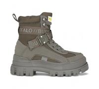 Infinity Leather Botas de combate de tobillo alto con plataforma gruesa y cordones para mujer Buffalo Aspha Com1, color caqui.