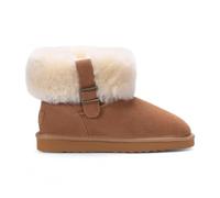 Infinity Leather Botas de Invierno de Ante y Piel de Oveja Para Mujer Forro de Piel, Sin Cordones y Con Hebilla Suela Antideslizante Para Interior y Exterior Calzado Cálido