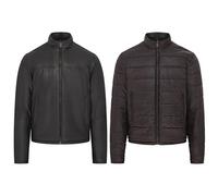 Infinity Leather Cazadora Bomber Reversible de Piel Con Capucha Para Hombre Napa de Piel de Cordero de Primera Calidad
