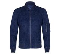 Infinity Leather Chaqueta Bomber Azul Marino De Gamuza De Cabra Para Hombre Cuero Genuino Real MA-1 Varsity