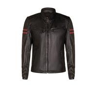 Infinity Leather Chaqueta Bomber Clásica con Cremallera Informal Retro de Cuero Negro Para Hombre