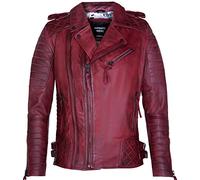 Infinity Leather Chaqueta Borgoña para Hombre de Diseño Acolchada de Cuero Chaqueta Casual de Motociclista Brando L