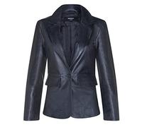 Infinity Leather Chaqueta Clásica de Cuero Negro Real Con un Botón Para Mujer