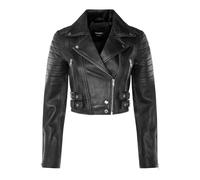 Infinity Leather Chaqueta corta para mujer, cuerpo corto, top gótico, chaqueta de cuero real para motociclista elegante