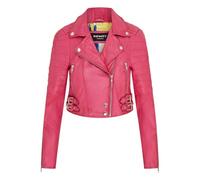 Infinity Leather Chaqueta corta para mujer, cuerpo corto, top gótico, chaqueta de cuero real para motociclista elegante