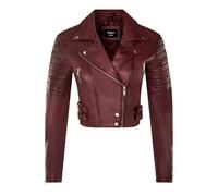 Infinity Leather Chaqueta corta para mujer, cuerpo corto, top gótico, chaqueta de cuero real para motociclista elegante