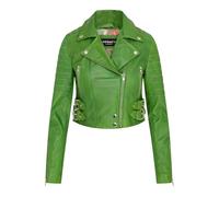 Infinity Leather Chaqueta corta para mujer, cuerpo corto, top gótico, chaqueta de cuero real para motociclista elegante