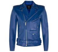 Infinity Leather Chaqueta de Cuero Azul para Hombre Rock Motocicleta de Piel 3XL