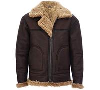 Infinity Leather Chaqueta de Cuero del Aviador del Vuelo de la Piel de Oveja del Marrón del B3 Para Hombre XL
