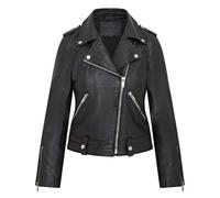 Infinity Leather Chaqueta de Cuero Estilo Motero Brando Clásica Negra Para Mujer