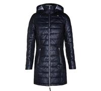 Infinity Leather Chaqueta de cuero negro de las mujeres acolchado abrigo con capucha Trench Parka Coat