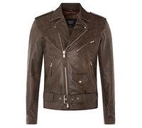 Infinity Leather Chaqueta de Cuero Viejo Marrón para Hombre Rock Motocicleta de Piel XS