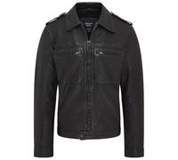 Infinity Leather Chaqueta de Motociclista de Piel de Cordero Negra Con Cremallera Para Hombre
