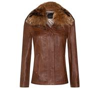 Infinity Leather Chaqueta Motera de Piel Bronceado de Cordero Parker Para Mujer XL