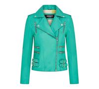 Infinity Leather Chaqueta Motera Retro 100% Cuero Napa Para Mujer