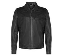 Infinity Leather Chaqueta Negra Bomber Estilo Harrington Clásica para Hombre de Cuero de Vaca Negra con Cuello Elegante L