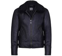 Infinity Leather Chaqueta Negro de Piloto de Aviador de Piel de Oveja Real B3 Para Hombre L