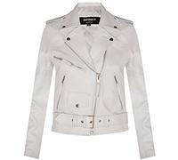 Infinity Leather Chaqueta para Damas de Cuero Blanco de Piel de Vaca Genuina Estilo Clásico Brando Motociclista L