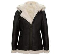 Infinity Leather Chaqueta para Hombre con Capucha Marrón Crema y Piel de Oveja de Cuero Genuino Estilo Aviador B3 3XL