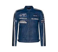 Infinity Leather Chaqueta para hombre de cuero Azul con insignias Racing Moto 5XL
