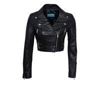 Infinity Leather Chic Negro Bolero motorista del cuero de las mujeres 12