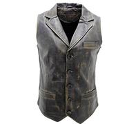 Infinity Leather Chips convencionales chaleco de cuero negro de los hombres