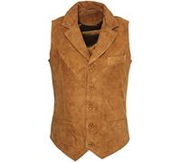 Infinity Leather Hombre de Suave Gamuza de Cabra Clásico Chaleco de Cuero Bronceado Inteligente 2XL