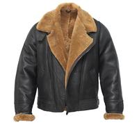 Infinity Leather Hombres Aviador B3 Cruz Zip piel de oveja Cuero Volador Pilot Chaqueta JENGIBRE XL
