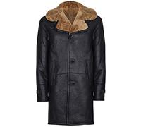 Infinity Leather Hombres Caliente Marrón Largo Shearling Jengibre Piel de Oveja de Cuero con Cinturón 3XL