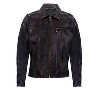 Infinity Leather Los Hombres Inteligentes Harrington Chaqueta de Descolorido Cuero Oscuro Marrón