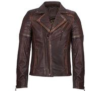 Infinity Leather Los Hombres Marrón de la Vendimia Zip Chaqueta de Motociclista de Cuero Brando 2XL