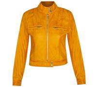 Infinity Leather Mujer Amarilla lisa Cuero Motero Chaqueta de moto
