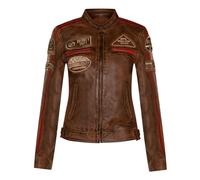 Infinity Leather Mujer Cuero motorista Casual Racing Moto Insignias Chaqueta