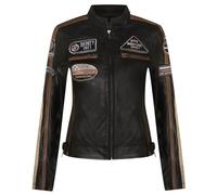 Infinity Leather Mujer Cuero motorista Casual Racing Moto Insignias Chaqueta